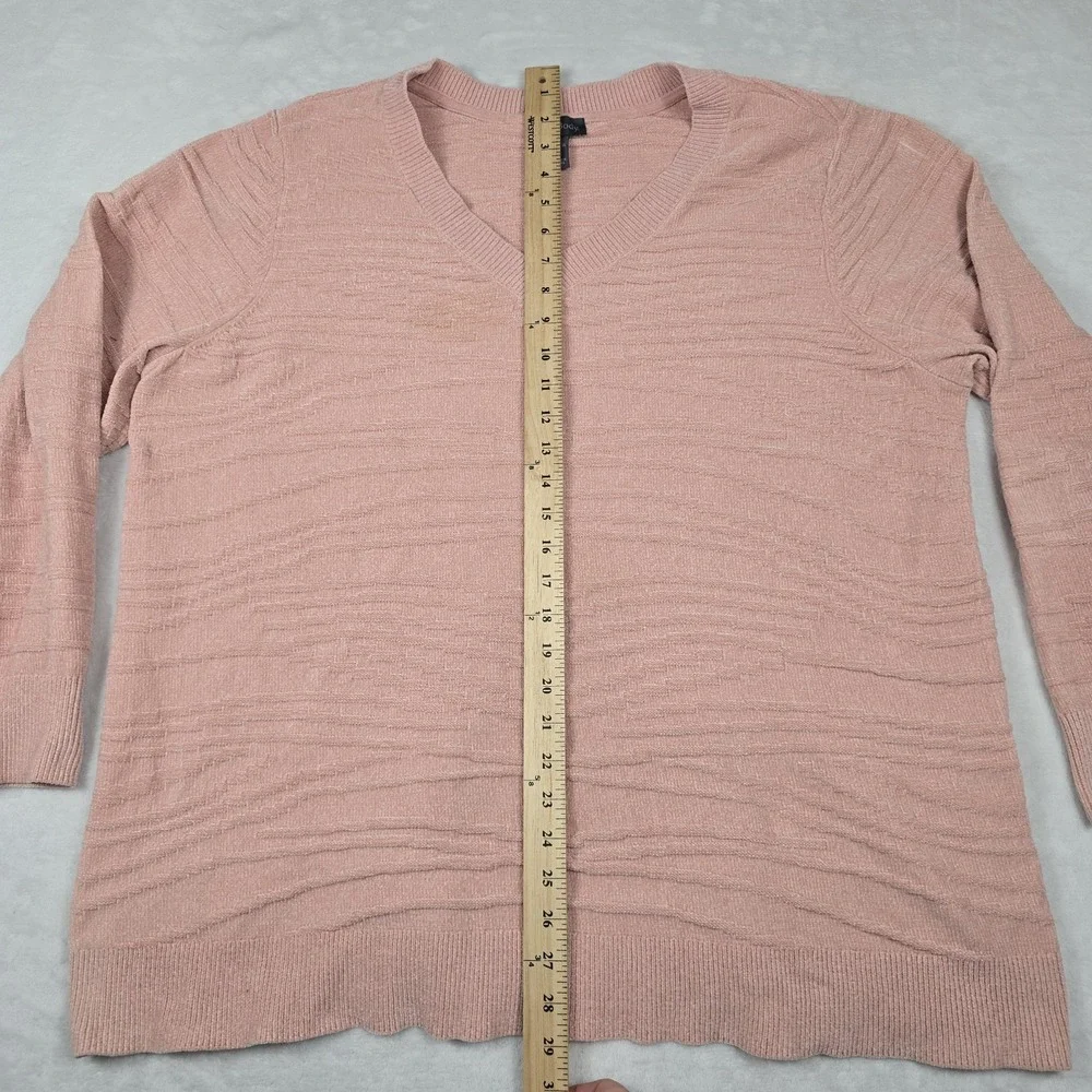 AnyBody Misty Rose‎ Patterned Chenille Slouchy V-Neck Sweater Women's Size XL